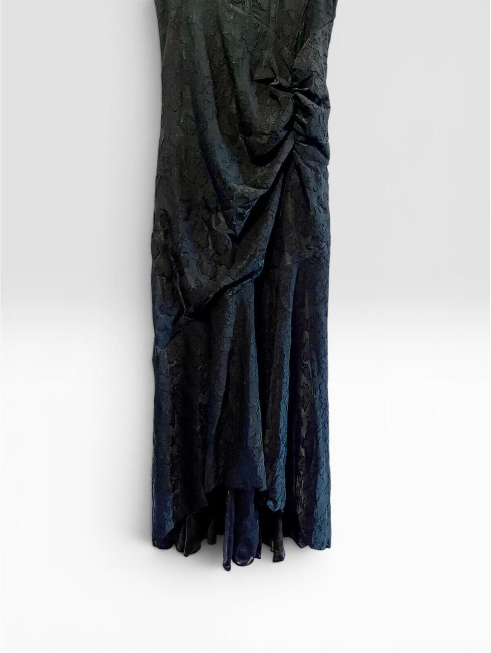 Black Textured Sleeveless Asymmetric Maxi Dress - Picture 3 of 6